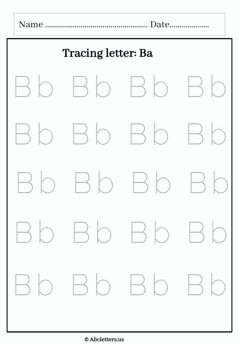 Letter B Tracing Worksheets Free Printable