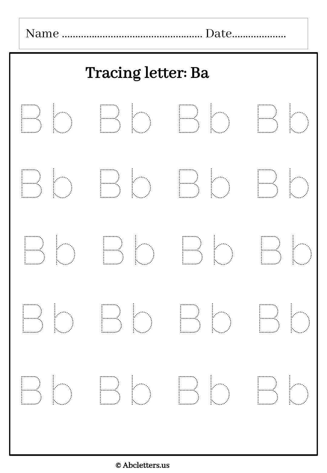 Tracing Letter B Uppercase and Lowercase Letter A Worksheet