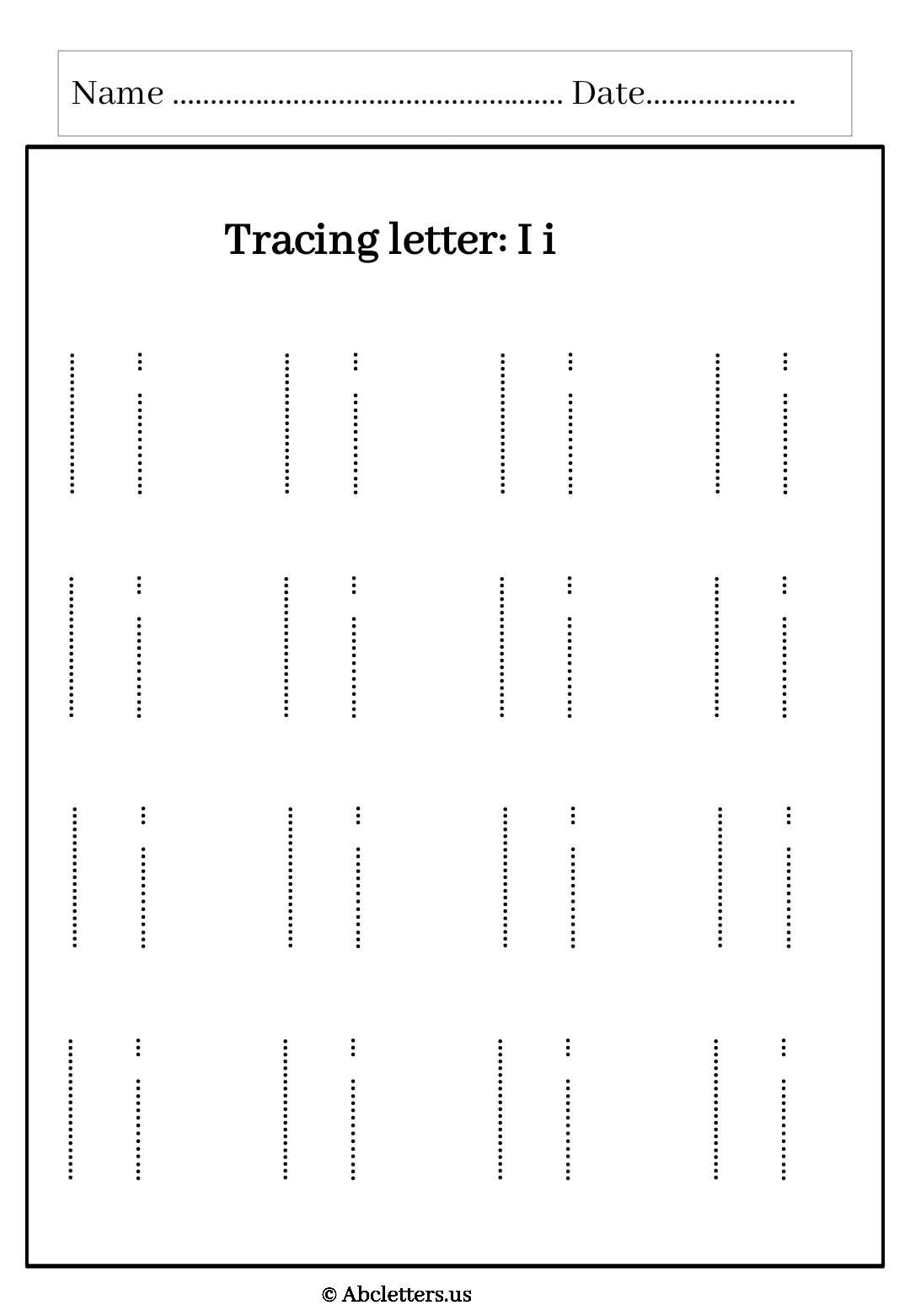 Tracing letter Ii